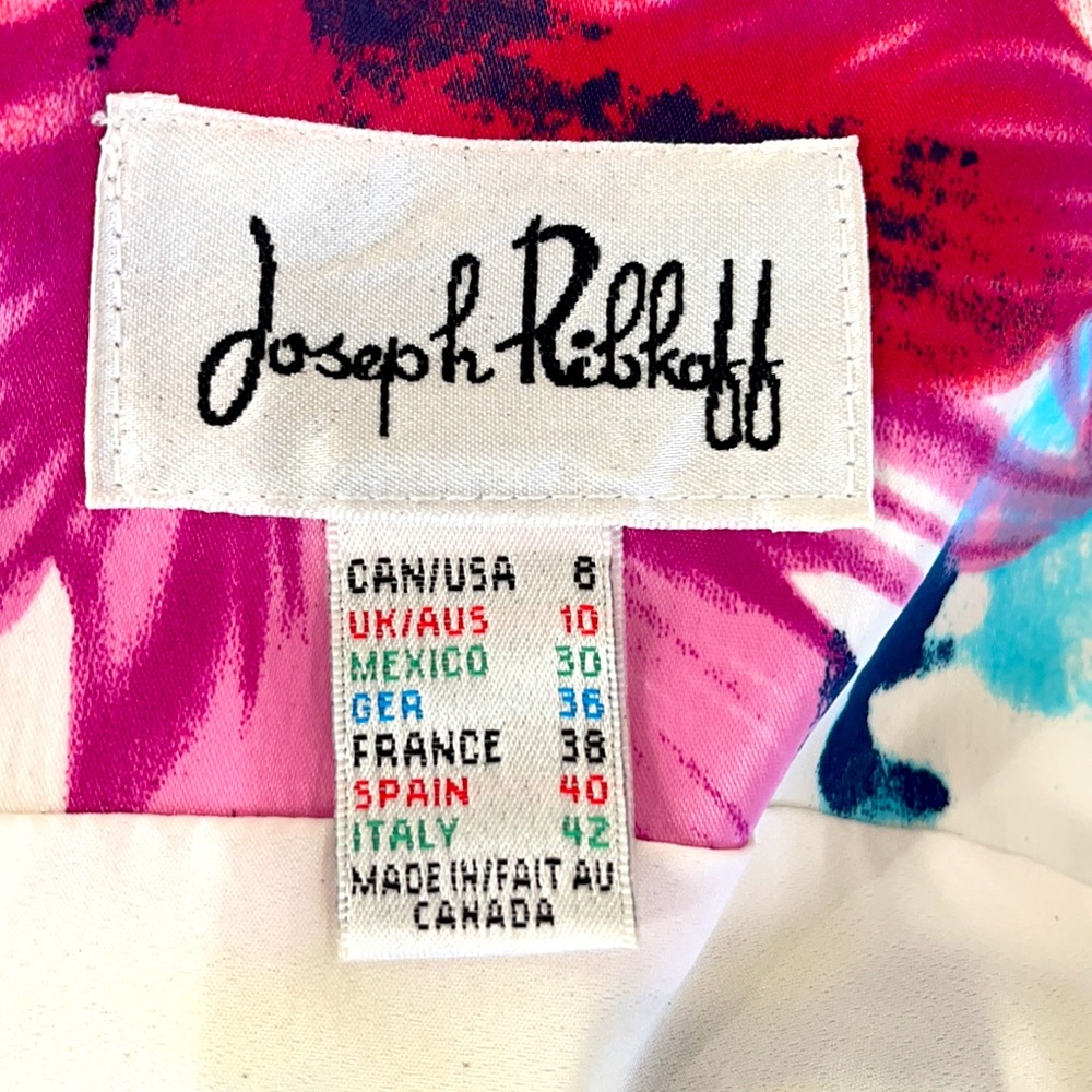 Joseph Ribkoff S 8 Gorgeous dress beautiful colors feels like satin and is lined - Picture 5 of 6